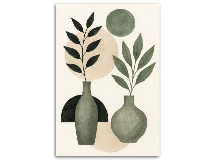 Obraz na plátne Vázy Listy Minimalizmus Zelená Príroda (Rozmery 80 x 120 cm)