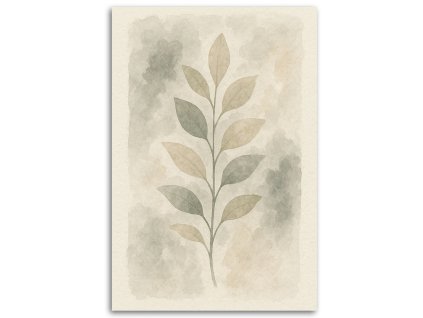 Obraz na plátne Botanické listy Akvarel Béžová Minimalizmus (Rozmery 80 x 120 cm)