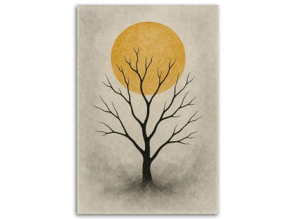 Obraz na plátne Strom bez listov Minimalizmus Béžová Slnko (Rozmery 80 x 120 cm)