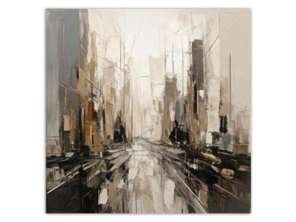 Obraz na plátne Mesto Abstraktné Béžové Mestská krajina (Rozmery 60 x 60 cm)