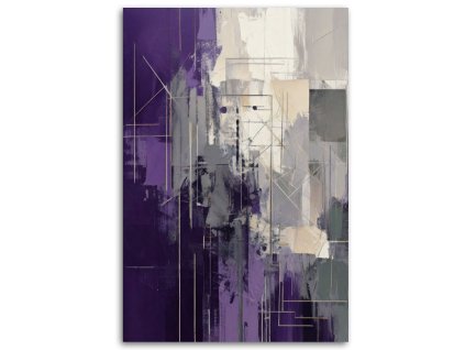 Obraz na plátne Abstrakcia Moderné Fialová Béžová Geometria (Rozmery 80 x 120 cm)