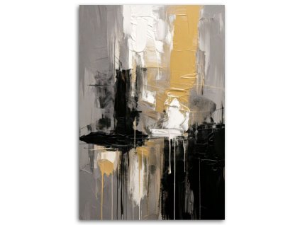 Obraz na plátne Abstrakcia Moderné Sivá Zlatá Čierna Farba (Rozmery 80 x 120 cm)