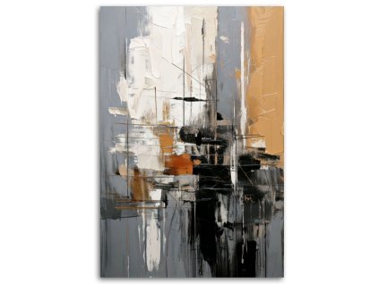 Obraz na plátne Moderná abstrakcia Trojfarebná Šedá Béžová Čierna (Rozmery 80 x 120 cm)