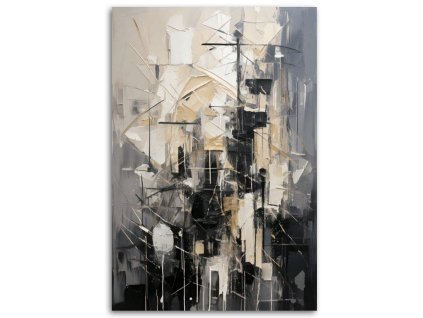 Obraz na plátne Abstrakcia Mesto Urban Šedá Béžová Minimalizmus (Rozmery 80 x 120 cm)