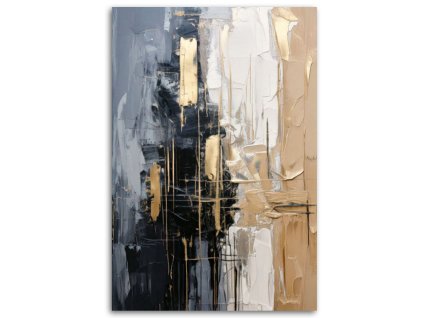 Obraz na plátne Geometrická abstrakcia Zlatá Béžová Sivá (Rozmery 80 x 120 cm)