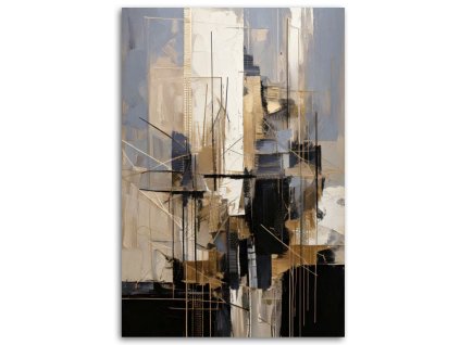 Obraz na plátne Geometrická abstrakcia Béžová Sivá Akryl Moderné (Rozmery 80 x 120 cm)