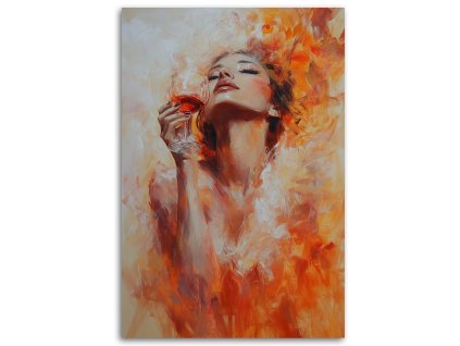 Obraz na plátne Dievča s pohárom pomarančového vína (Rozmery 80 x 120 cm)