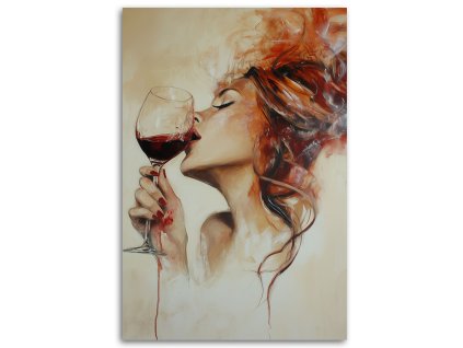 Obraz na plátne Krásna žena s červeným vínom abstrakcie (Rozmery 80 x 120 cm)