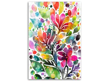 Obraz na plátne Kvety Lístie Akvarel Farebné Príroda (Rozmery 80 x 120 cm)