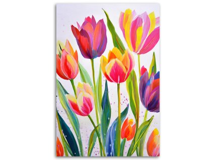 Obraz na plátne Tulipány akvarel farebná príroda jar (Rozmery 80 x 120 cm)