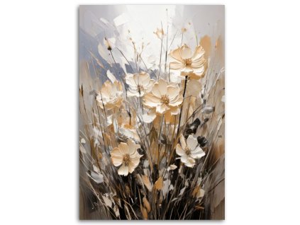 Obraz na plátne Kvety Akvarel Béžová Príroda Minimalizmus (Rozmery 80 x 120 cm)