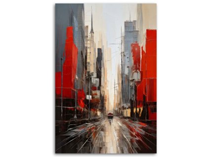 Obraz na plátne Mesto Moderná abstrakcia Červená Akvarel (Rozmery 80 x 120 cm)
