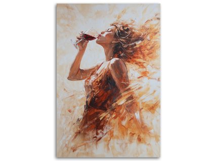 Obraz na plátne Žena s pohárom červeného vína Béžová (Rozmery 80 x 120 cm)