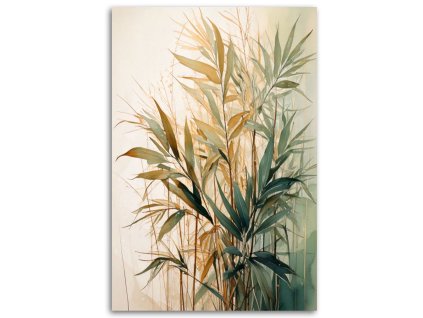 Obraz na plátne Tráva Akvarel Zelená Béžová Príroda (Rozmery 80 x 120 cm)