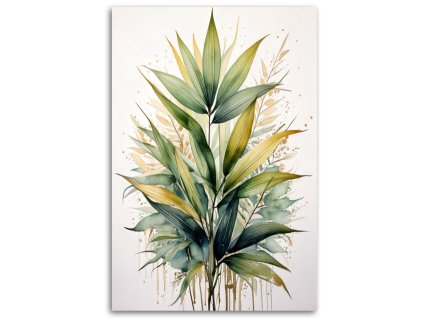Obraz na plátne Zelené listy Akvarel Príroda (Rozmery 80 x 120 cm)