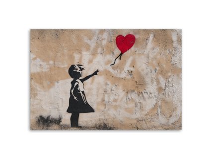 Obraz na plátne Banksy Dievčatko s balónikom Béžová (Rozmery 120 x 80 cm)