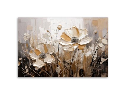 Obraz na plátne Béžové poľné kvety Abstraktné (Rozmery 90 x 60 cm)