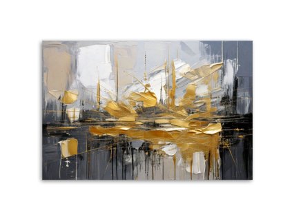 Obraz na plátne Módna abstrakcia sivá a zlaté akcenty (Rozmery 90 x 60 cm)
