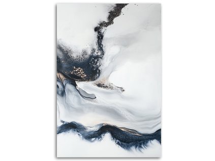 Obraz na plátne Abstraktné tekuté línie čierny biely minimalizmus (Rozmery 80 x 120 cm)