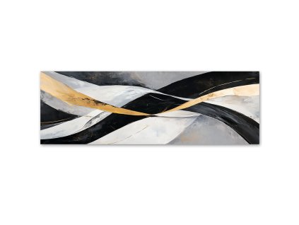 Obraz na plátne Abstraktné vlny zlatá čierna Glamour (Rozmery 120 x 40 cm)