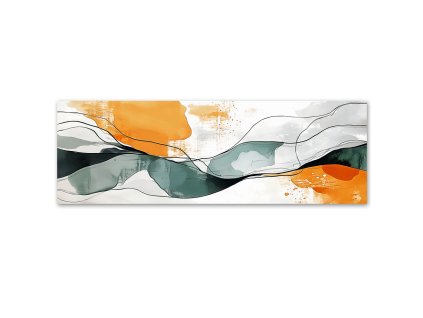Obraz na plátne Abstraktné línie oranžová tyrkysová minimalizmus (Rozmery 120 x 40 cm)
