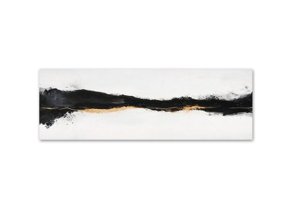Obraz na plátne abstraktný minimalizmus zlatý čierny (Rozmery 120 x 40 cm)