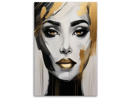 Obraz na plátne Žena Portrét Abstraktné Čierna Zlato Glamour (Rozmery 80 x 120 cm)
