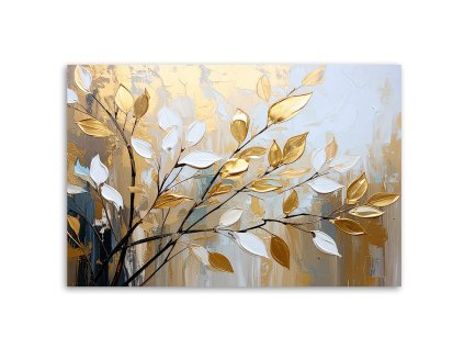 Obraz na plátne Glamour Zlaté listy Vetvičky (Rozmery 120 x 80 cm)