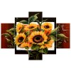 Obraz s hodinami Prekrásne slnečnice - 5 dielny