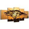 Obraz s hodinami Akácia v Serengeti - 5 dielny