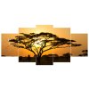 Obraz s hodinami Akácia v Serengeti - 5 dielny