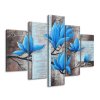 Ručne maľovaný obraz Nádherná modrá magnólia - 5 dielny