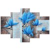 Ručne maľovaný obraz Nádherná modrá magnólia - 5 dielny