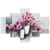 Ručne maľovaný obraz Ružové magnólie vo váze - 5 dielny
