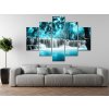 Obraz s hodinami Vodopád v modrej džungli - 5 dielny