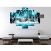 Obraz s hodinami Vodopád v modrej džungli - 5 dielny