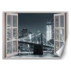 Fototapeta Okno - New York City Brooklyn Bridge v čiernej a bielej farbe