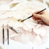 Nálepka na stenu Biele pivónie watercolor XXL