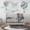 Detská nálepka na stenu Retro balloons and airplanes - dve lietadlá a dva balóny s mrakmi