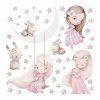 Detská nálepka na stenu Princezné, zajačiky a hviezdičky