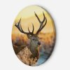Okrúhly obraz na plátne Jeleň pri západe slnka