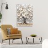 Obraz na plátne Strom života Biely kvet Listy Pozlátené (Rozmery 80 x 120 cm)