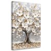 Obraz na plátne Strom života Biely kvet Listy Pozlátené (Rozmery 80 x 120 cm)
