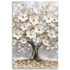 Obraz na plátne Strom života Biely kvet Listy Pozlátené (Rozmery 80 x 120 cm)