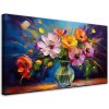 Obraz na plátne Farebná kytica kvetov vo váze (Rozmery 120 x 60 cm)