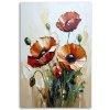Obraz na plátne Červené maky Kvety na béžovom pozadí (Rozmery 60 x 90 cm)