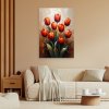 Obraz na plátne Červené tulipány Kvety béžové pozadie (Rozmery 60 x 90 cm)