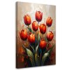 Obraz na plátne Červené tulipány Kvety béžové pozadie (Rozmery 60 x 90 cm)