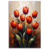 Obraz na plátne Červené tulipány Kvety béžové pozadie (Rozmery 60 x 90 cm)