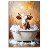Obraz na plátne Krava vo vani s penou (Rozmery 60 x 90 cm)